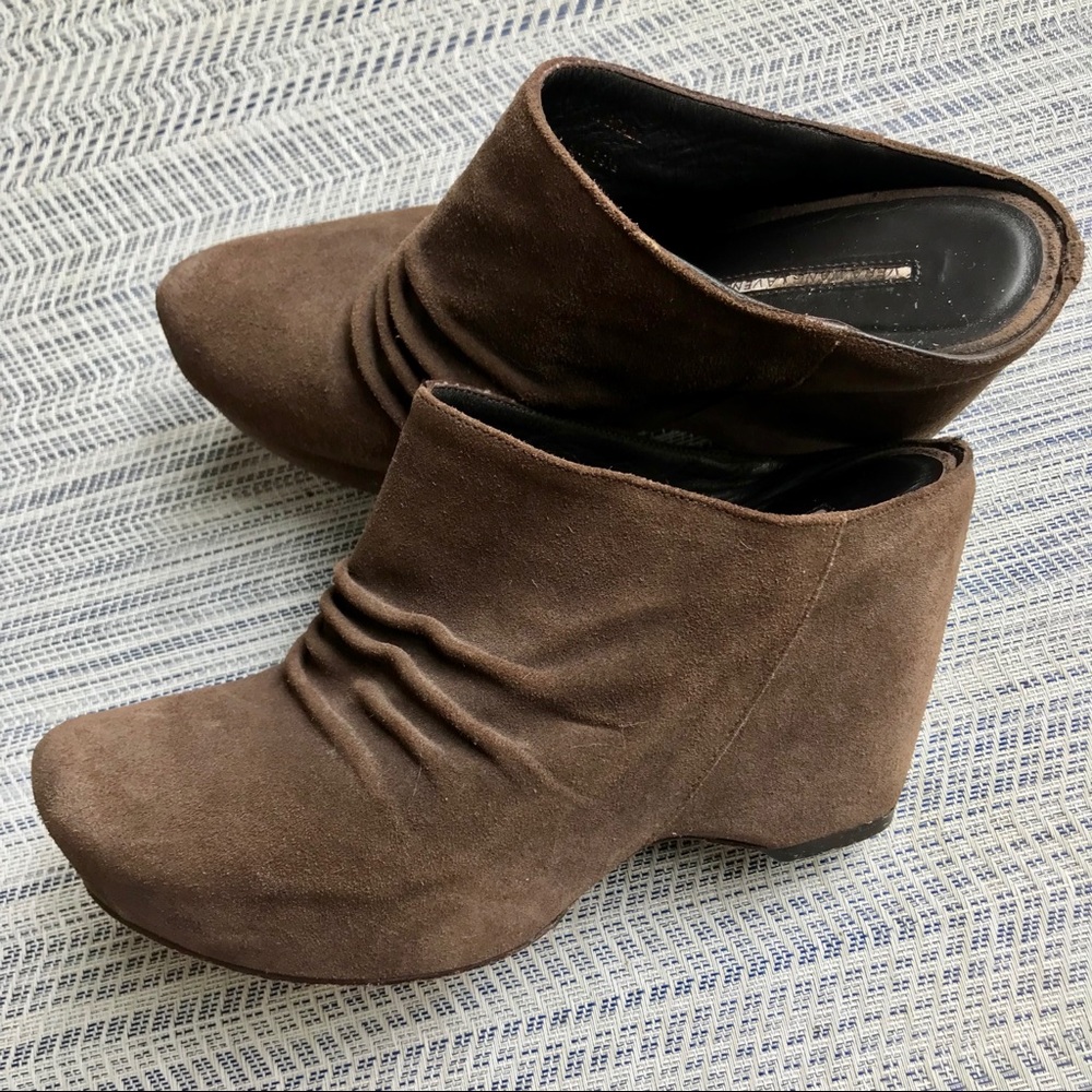 Vera Wang Lavender Label suede mules wedge heels
